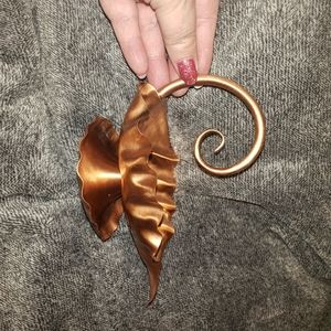 Vintage Gregorian Solid Copper Leaf Shape Trinket Dish Tray